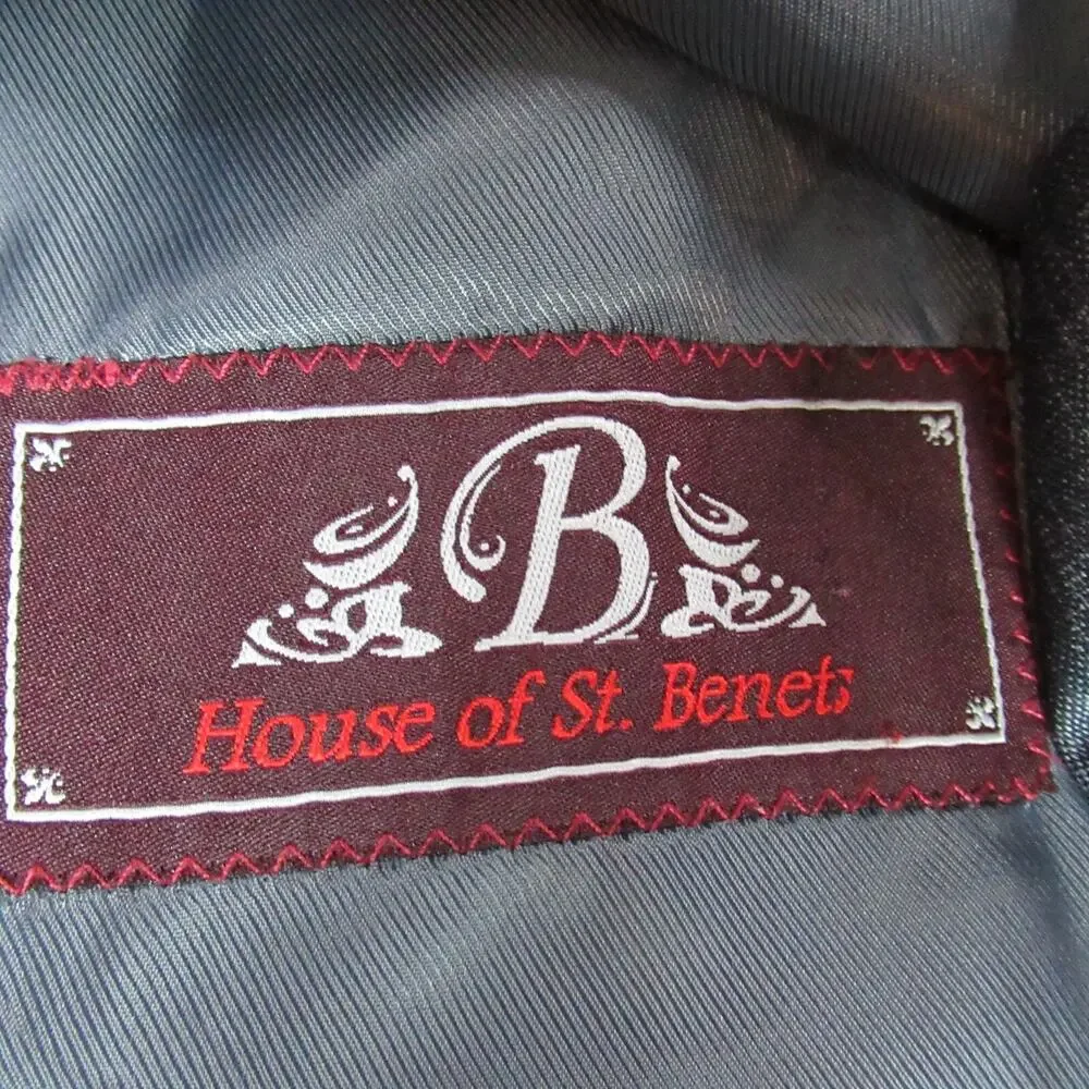 House Of St Benets Blazer Mens 38S/31W Blue Gray 2 Button Slim Coat Suit Jacket